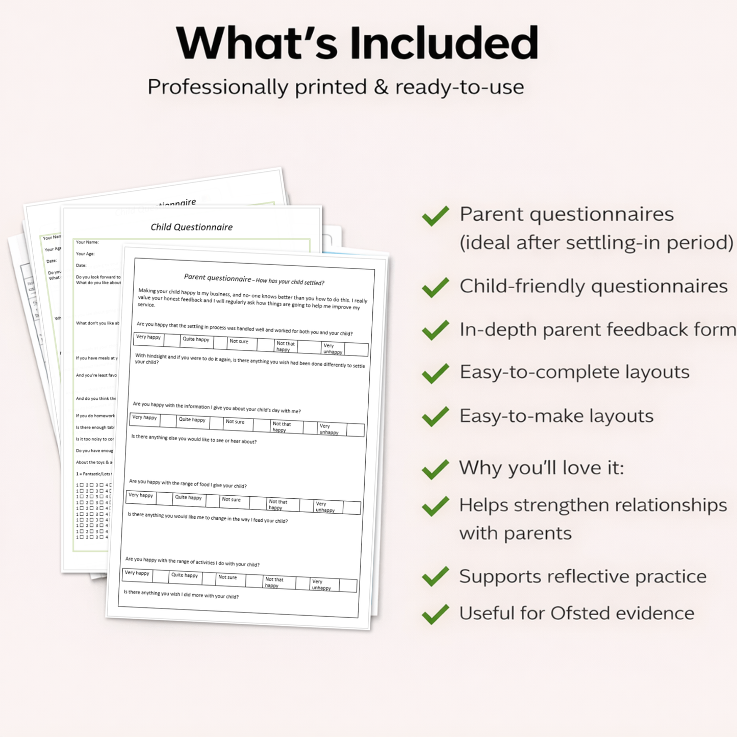 Parent & Child Feedback Forms Pack | Childminder Paperwork