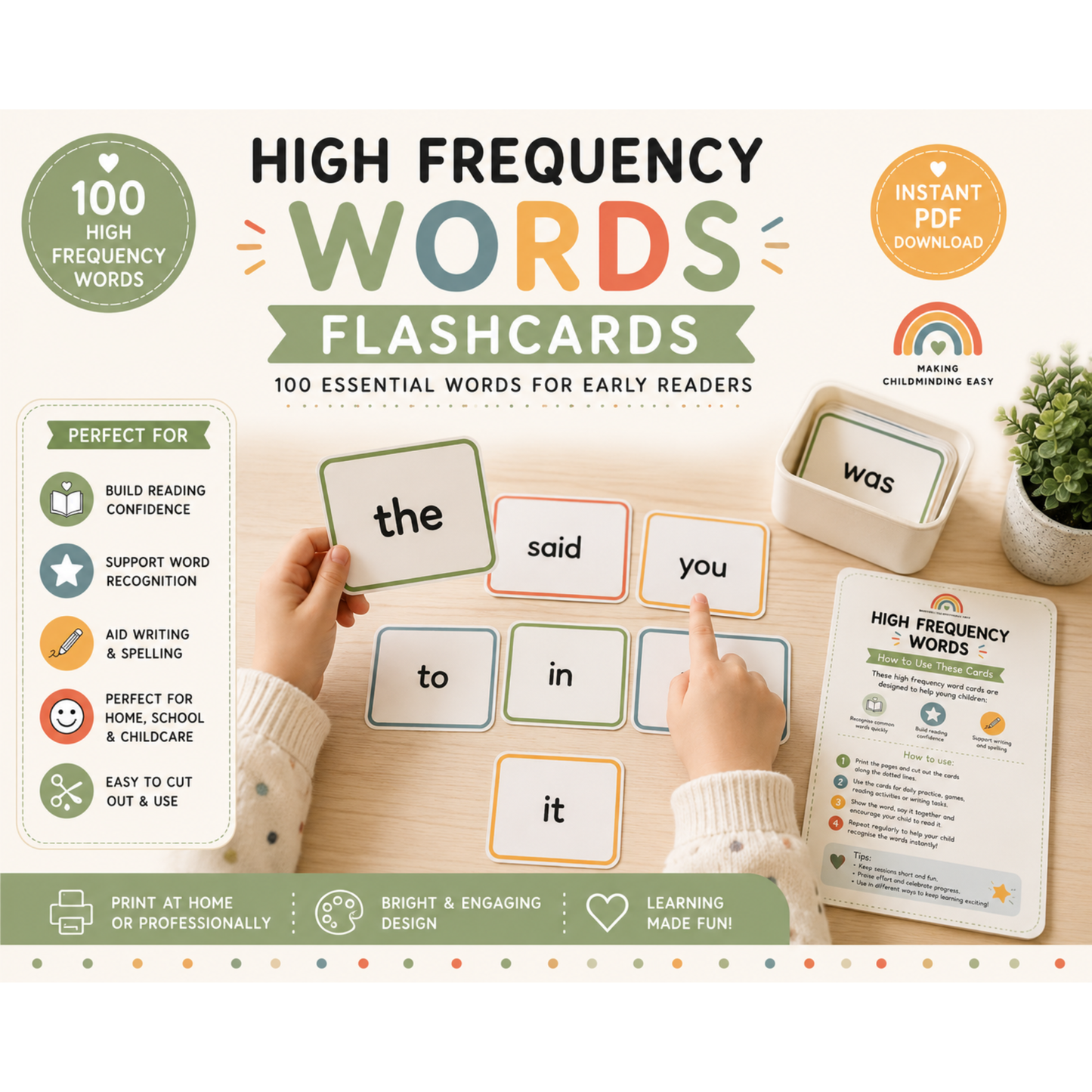 100 High Frequency Word Flashcards | Printable EYFS Literacy Resource