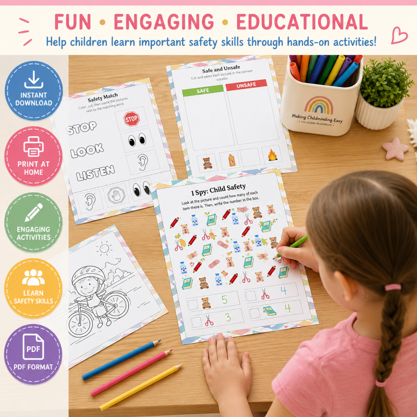 Child Safety Activities Printable Pack | 21 Educational Safety Worksheets for Kids