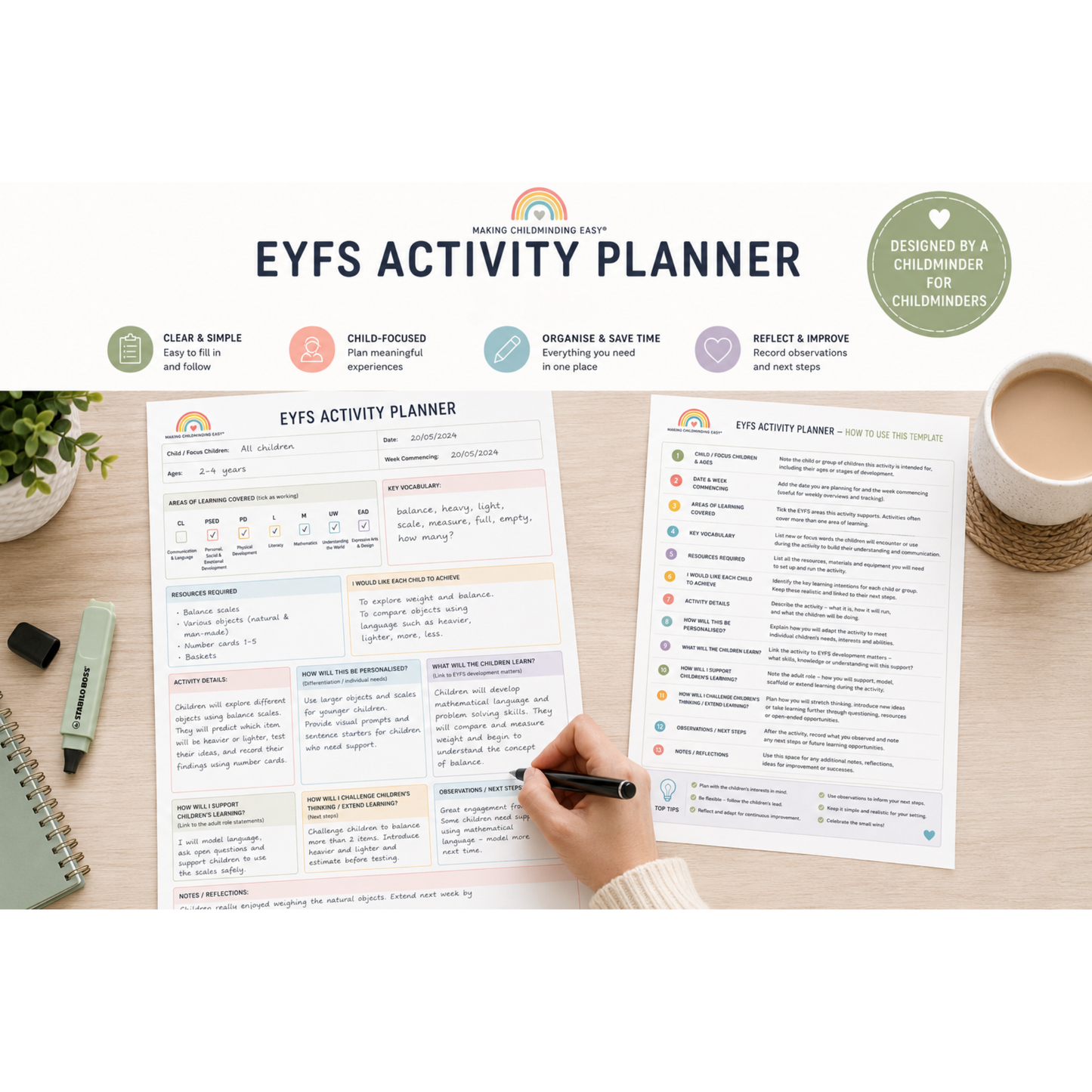 EYFS Activity Planner Template | Printable Childminder Planning Sheet | Early Years Observation & Activity Planner