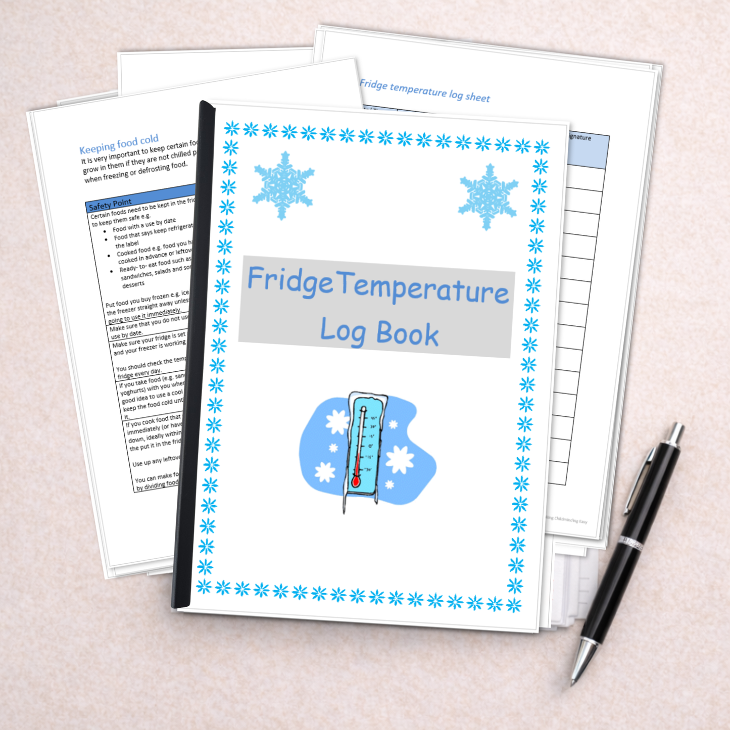 Childminder Fridge Temperature Log Book | Food Safety Record Folder