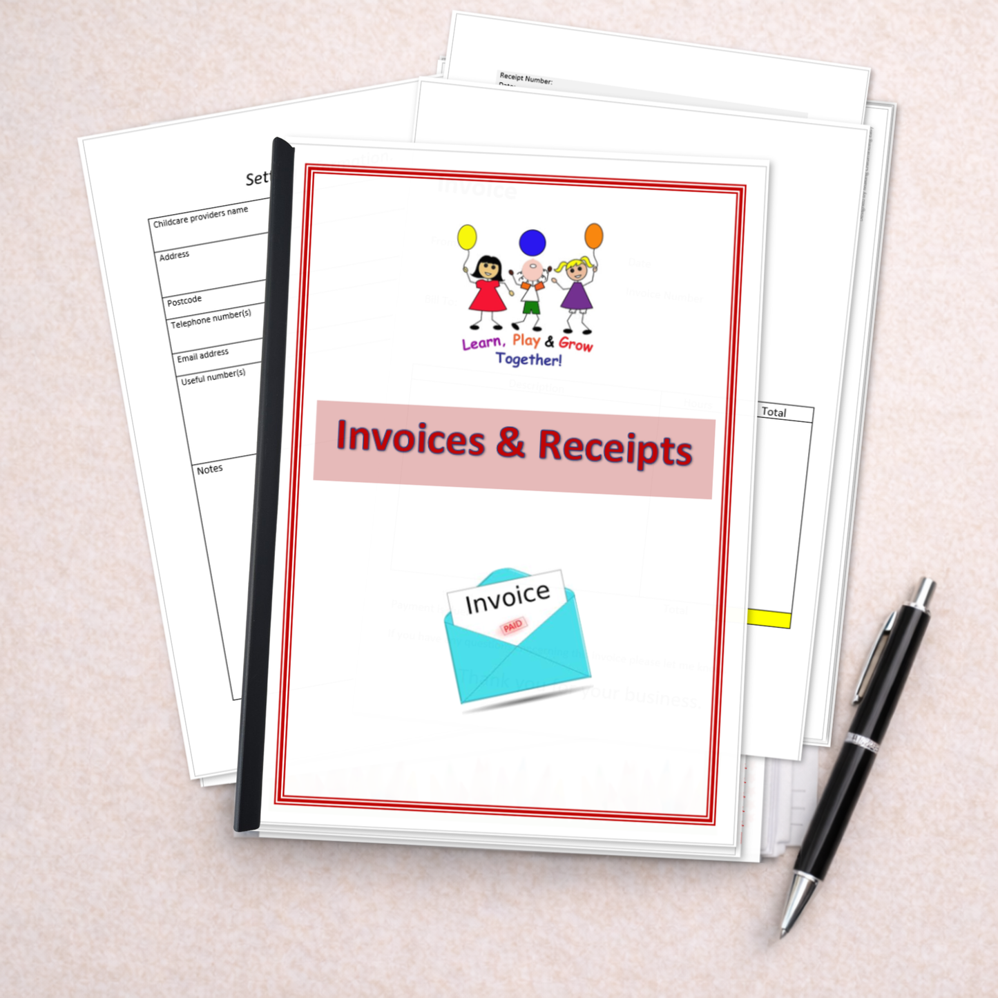 Childminder Invoice & Receipt Book | Payment Record Folder