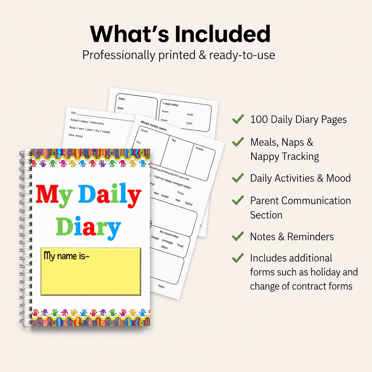 A5 Daily Diary 0–3 Years | Childminder Daily Diary Record Book