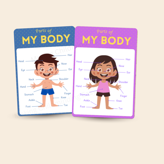 Body Parts Poster Set A4 (Boy & Girl) | EYFS Learning Posters for Childcare Settings