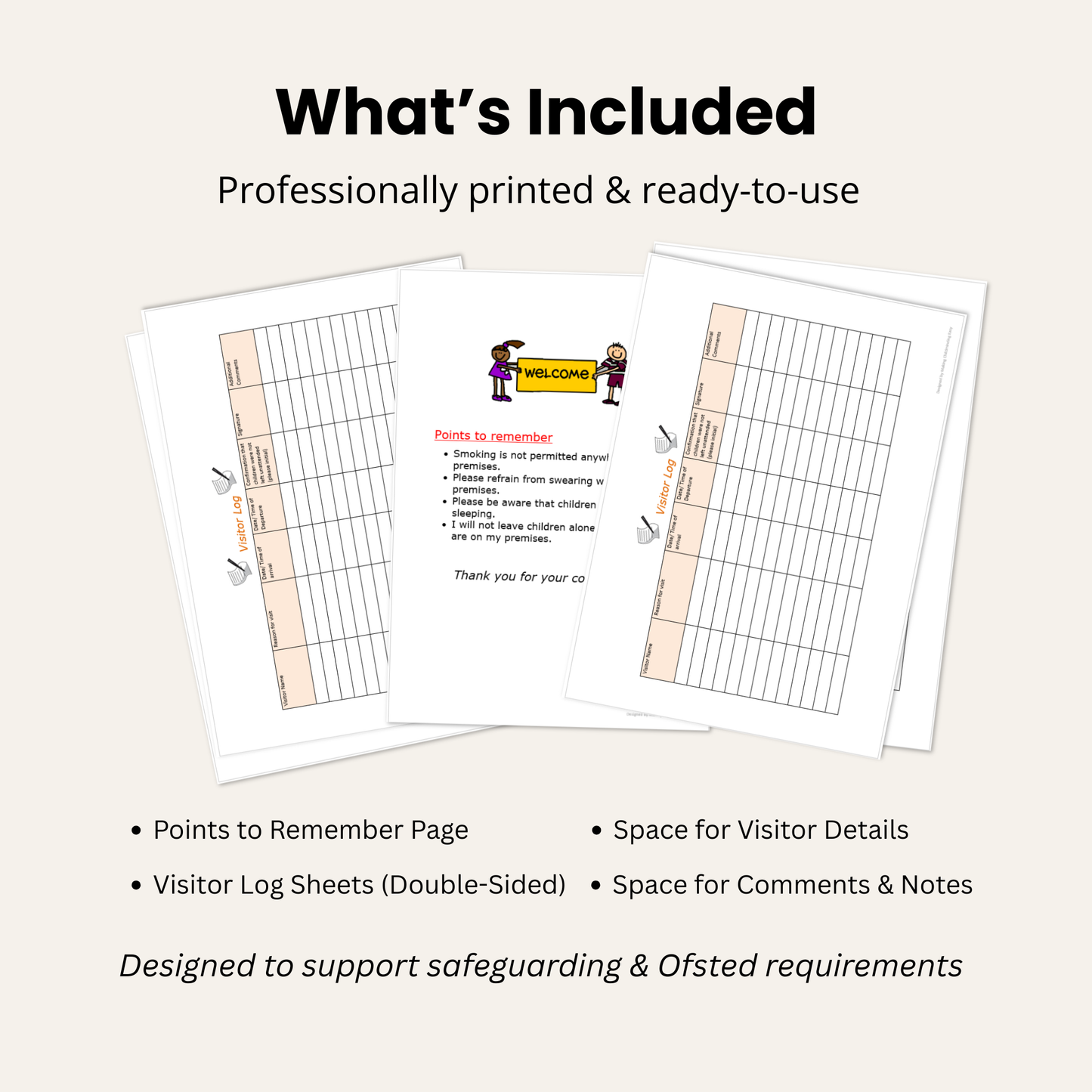 Childminder Visitor Log Book & Comments Record | Ofsted Compliance Folder