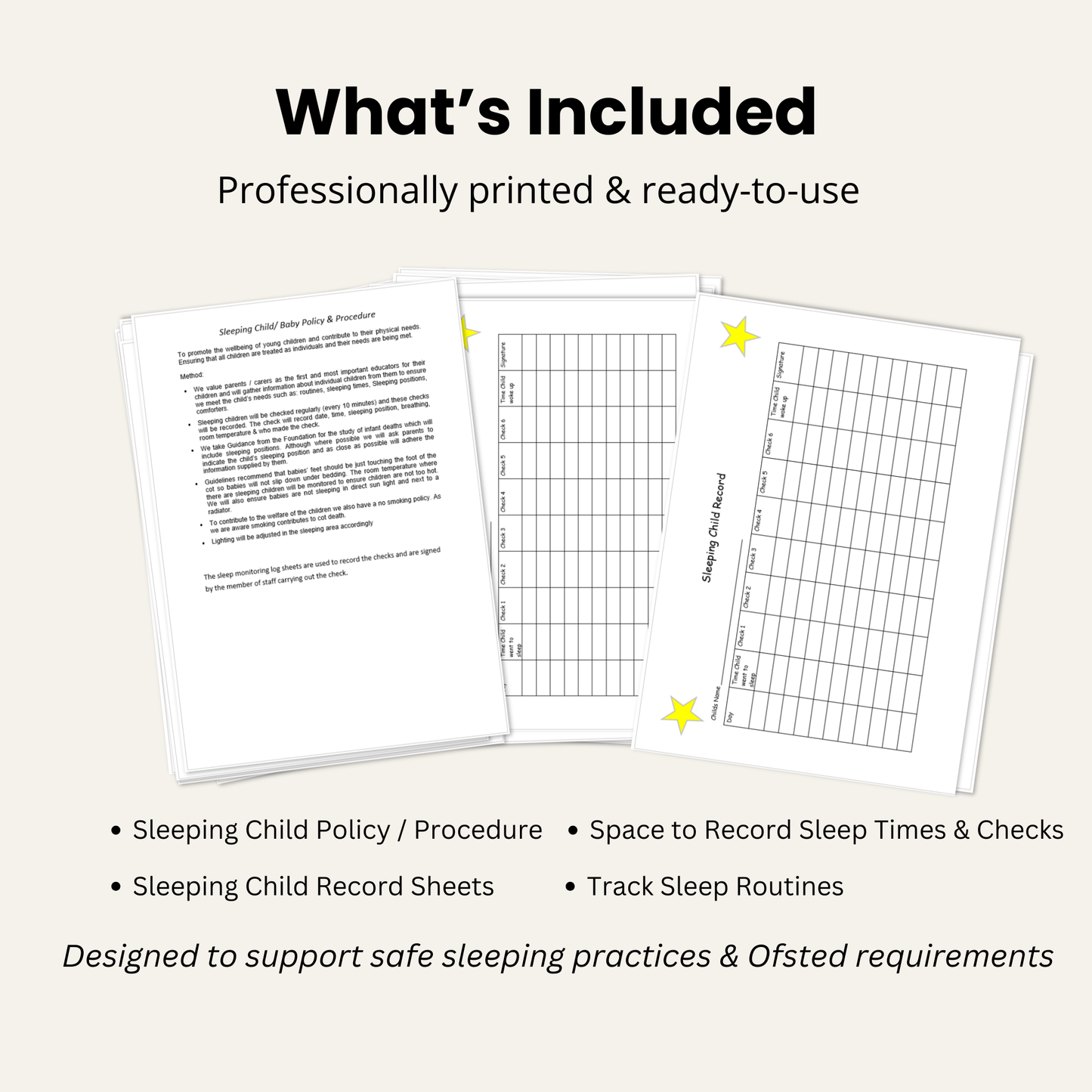 Childminder Sleeping Child Record Book | Sleep Monitoring Log Folder