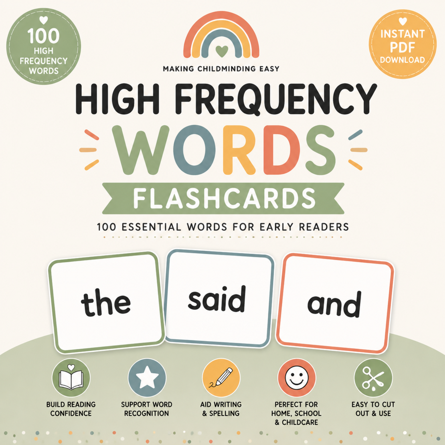 100 High Frequency Word Flashcards | Printable EYFS Literacy Resource