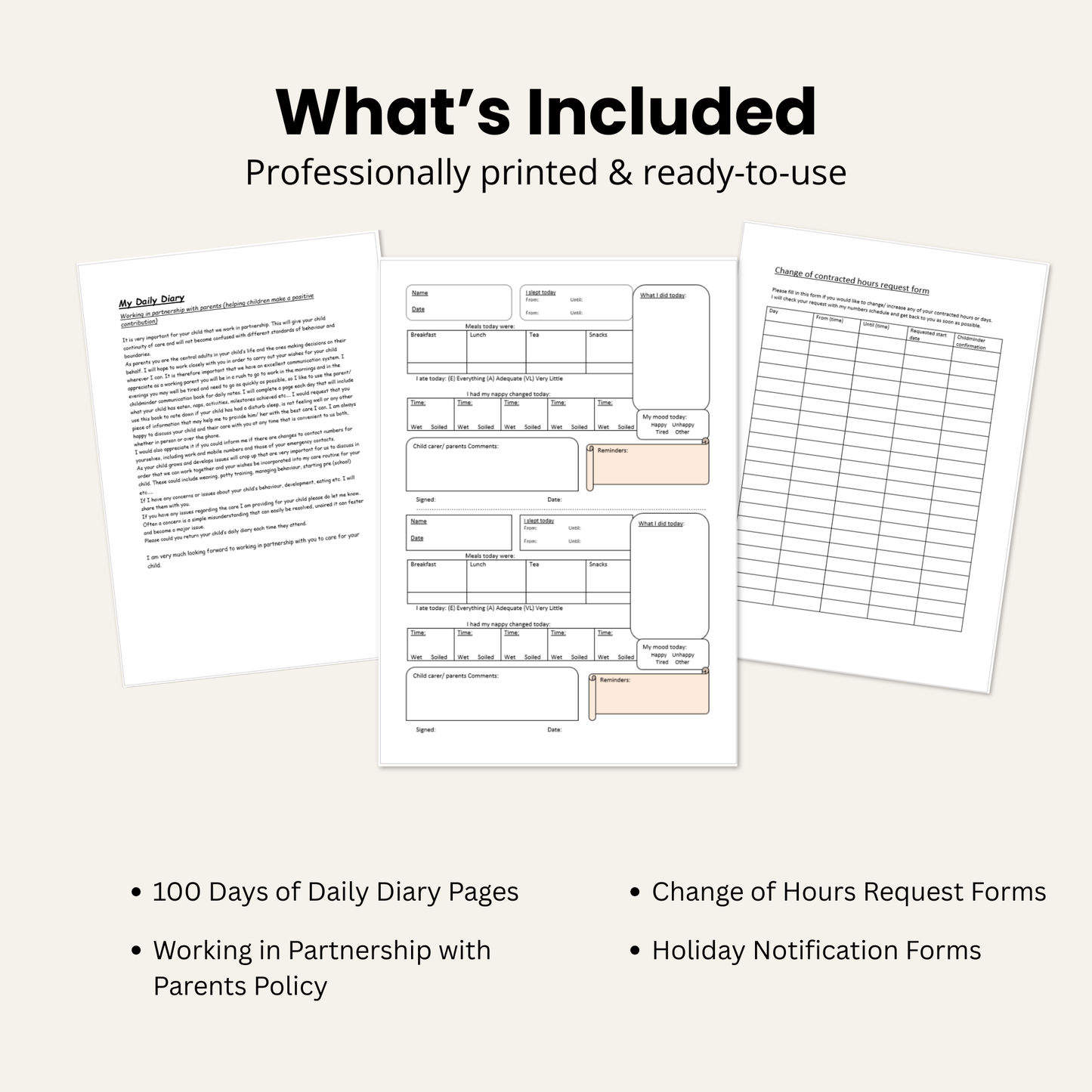 Childminding Daily Diary | EYFS Daily Record Book for Parents & Childminders