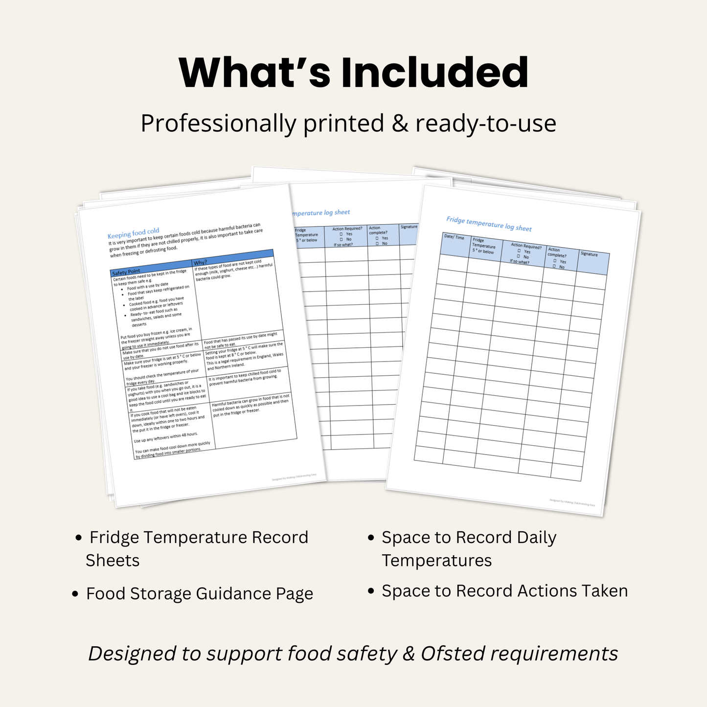 Childminder Fridge Temperature Log Book | Food Safety Record Folder
