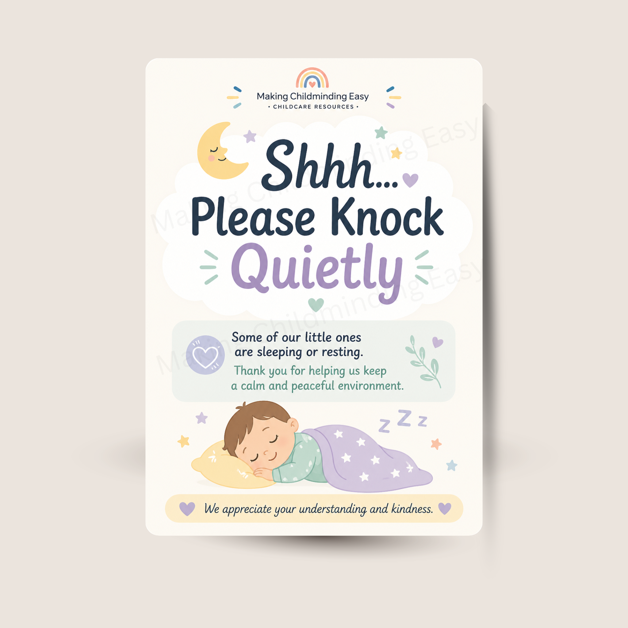 Please Knock Quietly Poster A4 | Nap Time Door Sign – Making ...