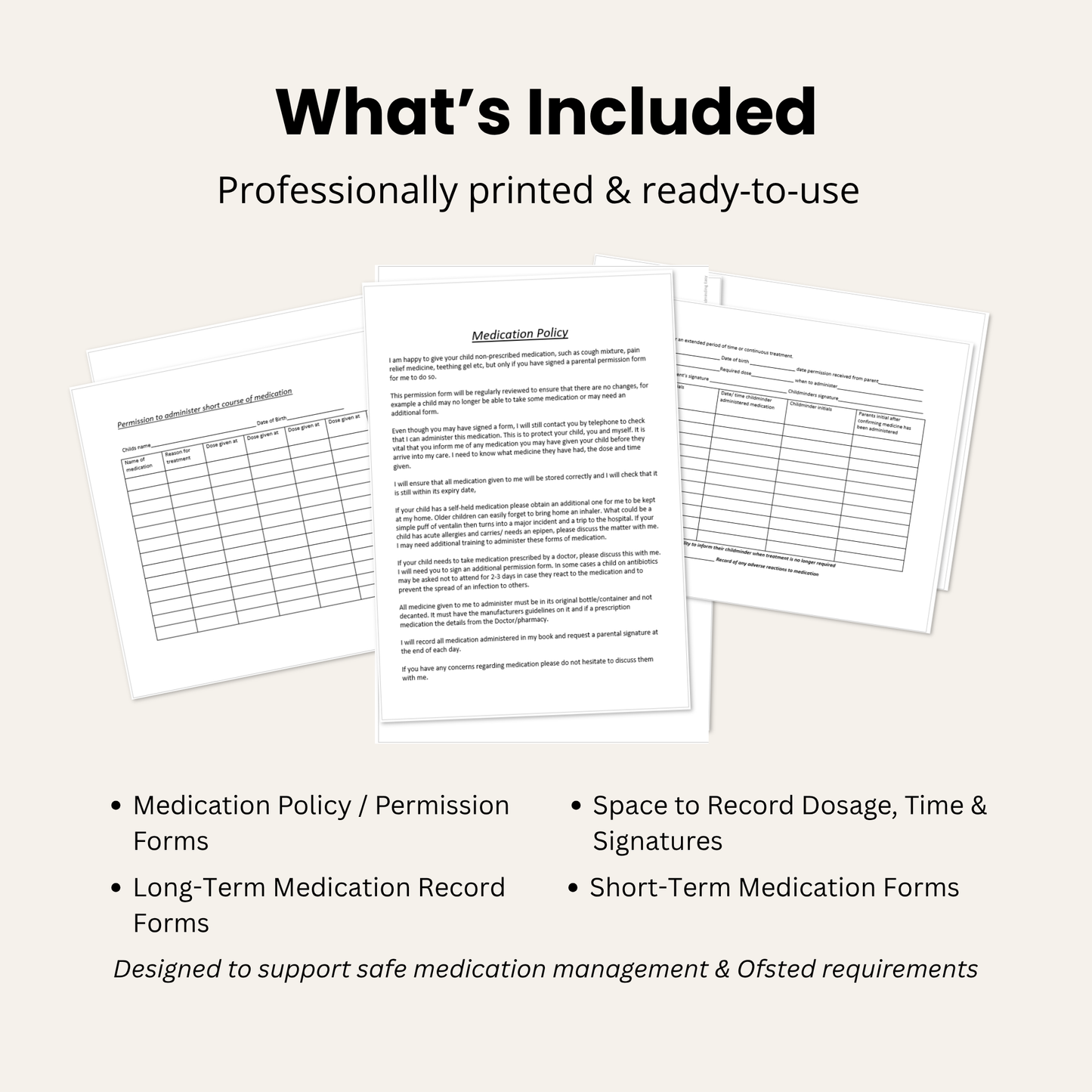 Childminder Medication Log Book | Medicine Record Folder
