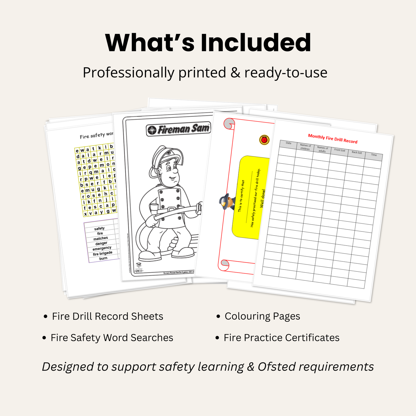 Childminder Fire Drill Record & Activity Pack | Safety & Learning Folder
