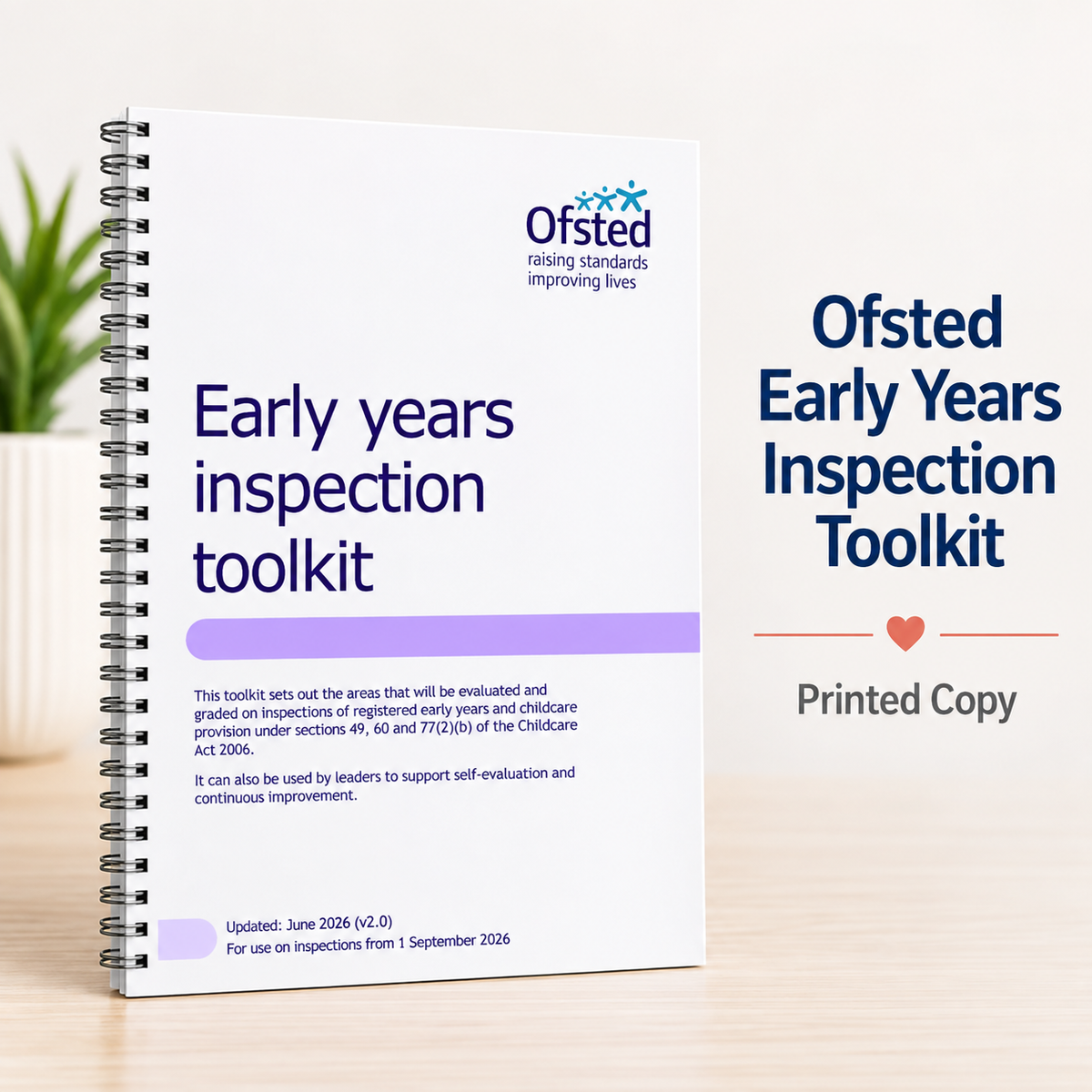 Ofsted Early Years Inspection Toolkit – September 2026 | Printed Copy