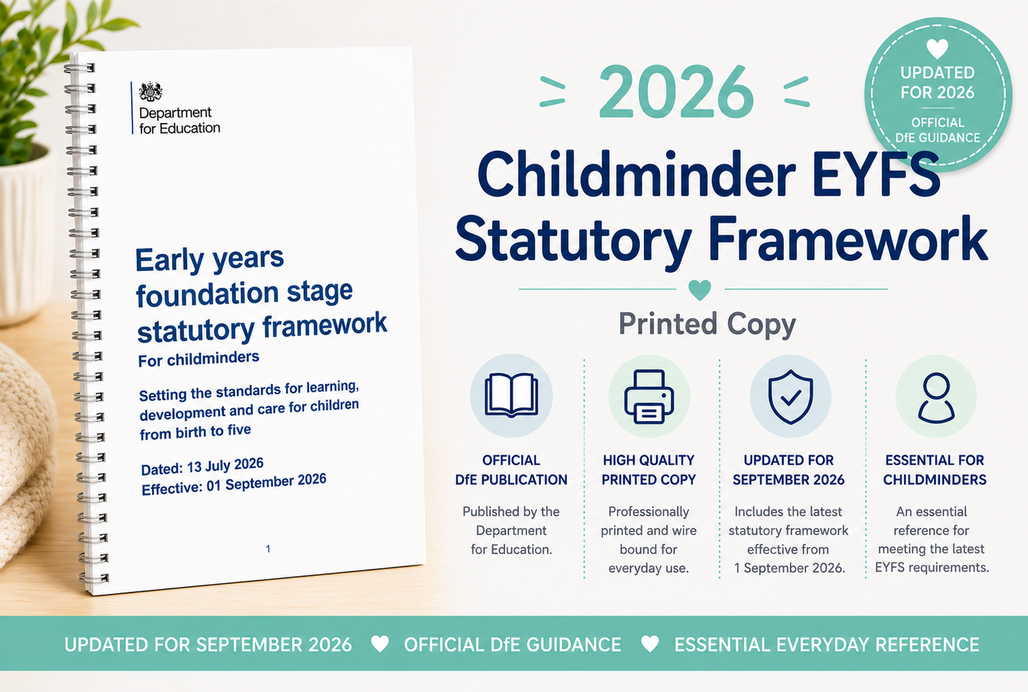 Printed 2026 EYFS Statutory Framework for Childminders - Official DfE Publication