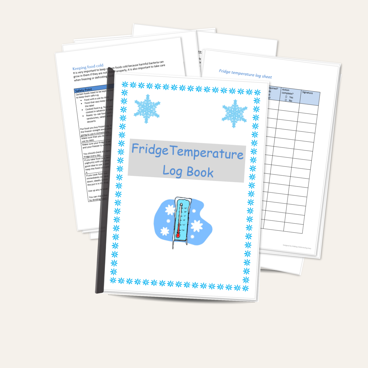 Childminder Fridge Temperature Log Book | Food Safety Record Folder