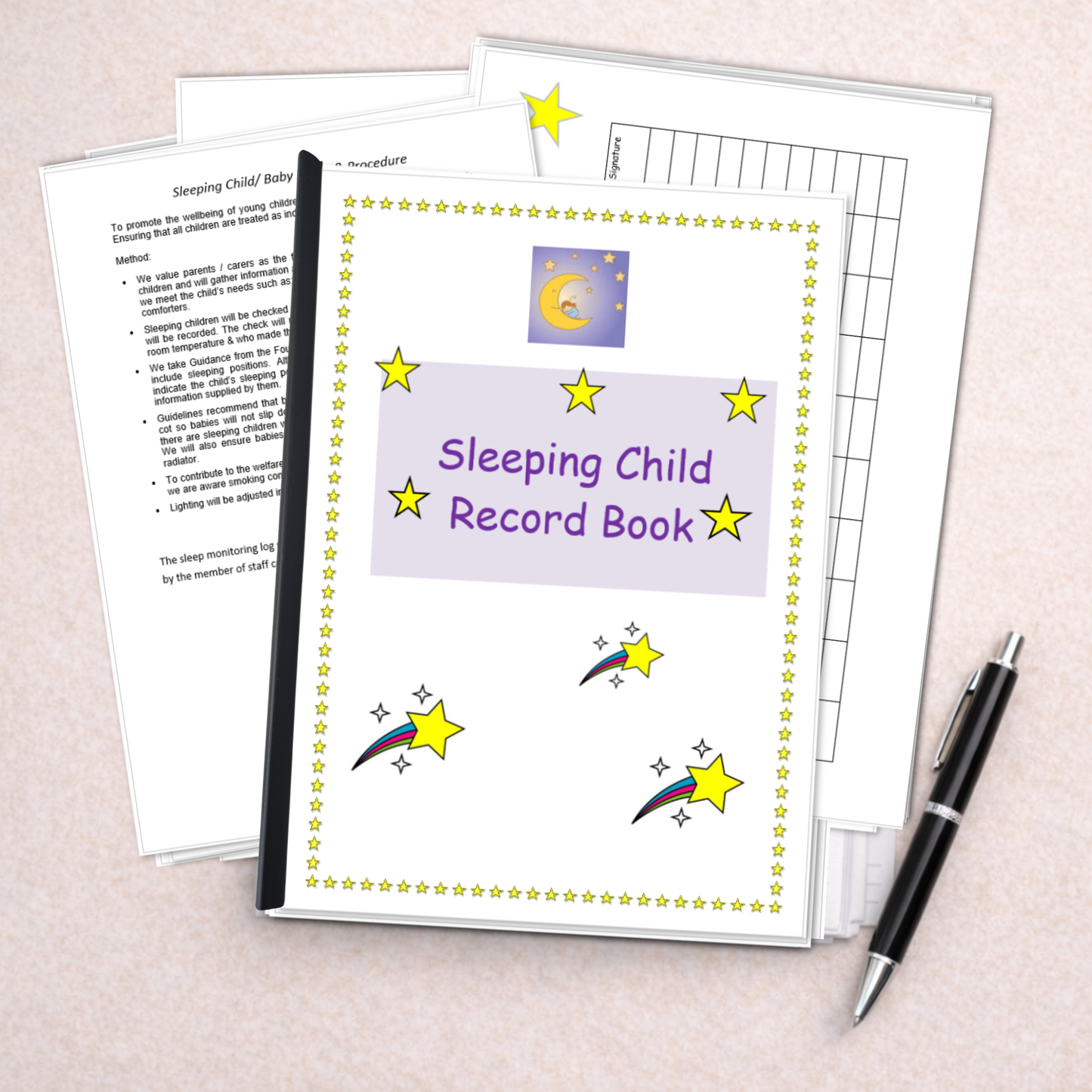 Childminder Sleeping Child Record Book | Sleep Monitoring Log Folder