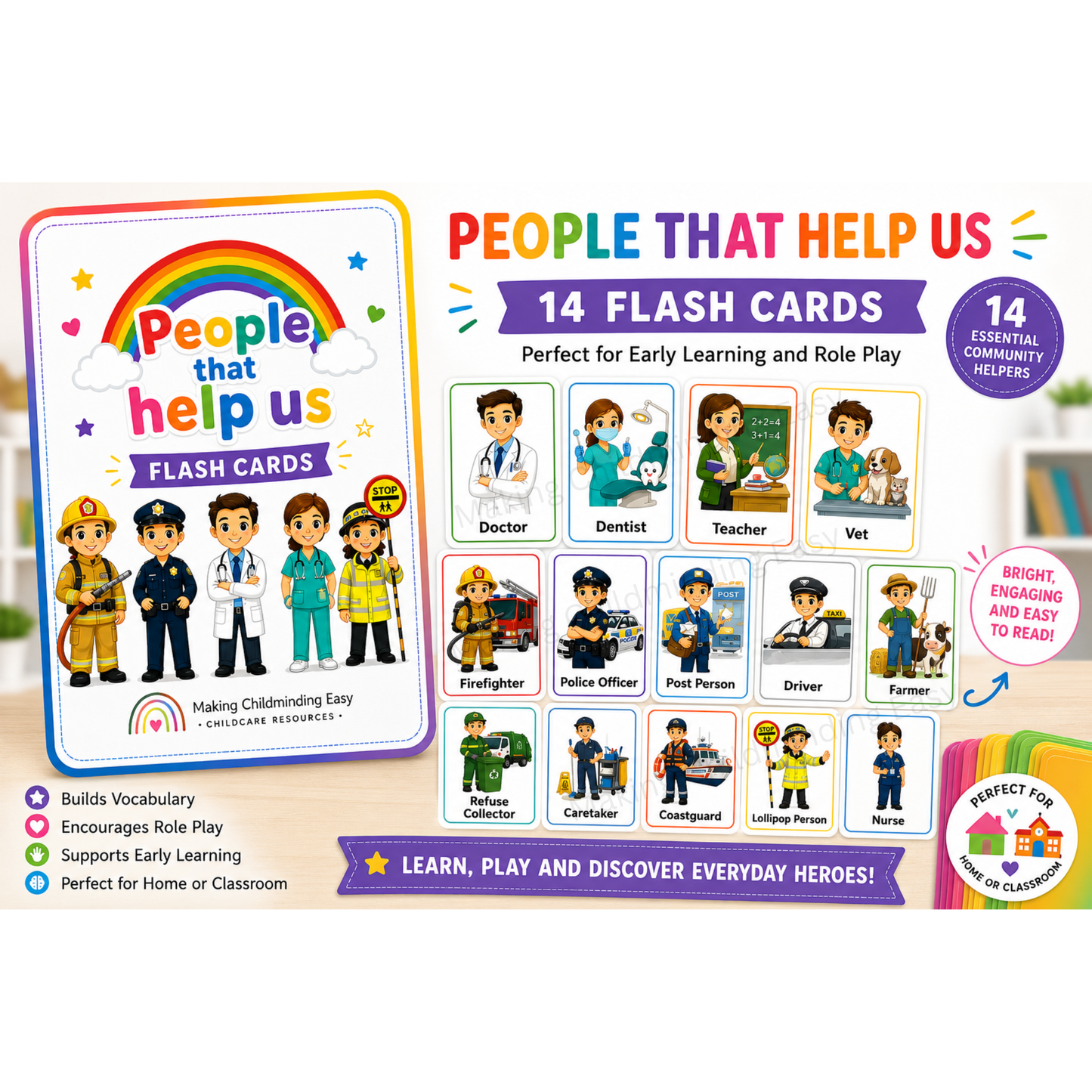 People Who Help Us Flashcards | Early Years Educational Cards | Set of 14 for Childminders, Nurseries & Home Learning