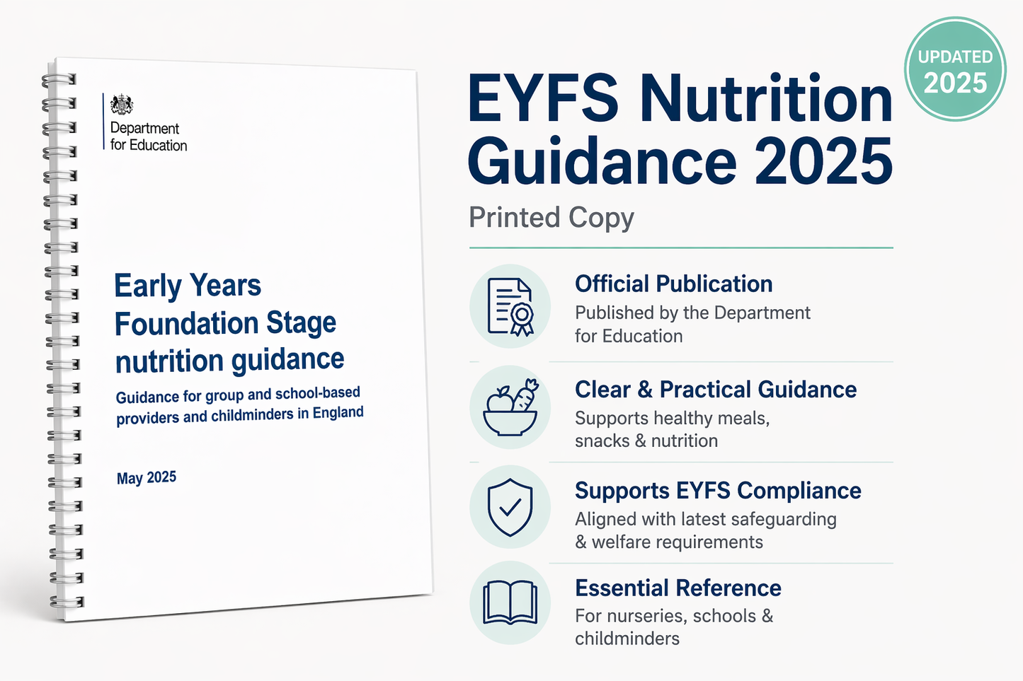 EYFS Nutrition Guidance 2025 | Printed Copy for Childcare Settings