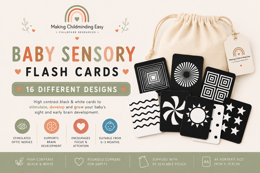 Baby Sensory Flash Cards | High Contrast Black & White Flashcards for Newborn Babies | Montessori Inspired Visual Cards