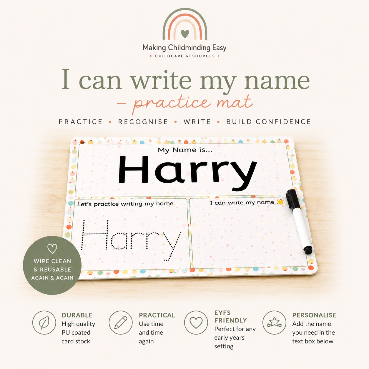 I Can Write My Name – Personalised Practice Mat