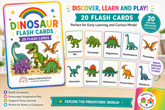 Dinosaur Flash Cards | Educational Dinosaur Cards for Early Years