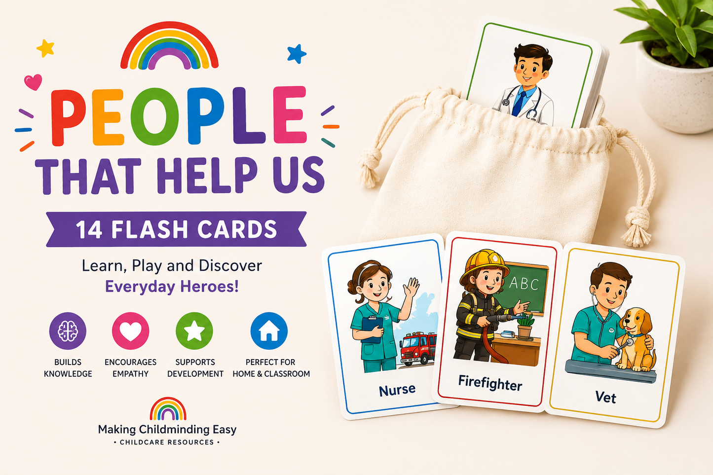 People Who Help Us Flashcards | Early Years Educational Cards | Set of 14 for Childminders, Nurseries & Home Learning