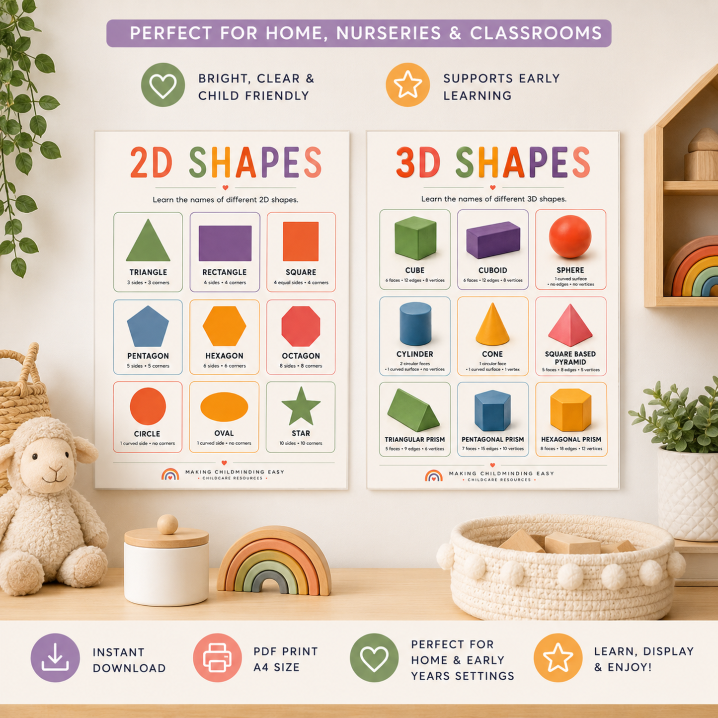 2D & 3D Shapes Printable Posters | Early Years Learning Set