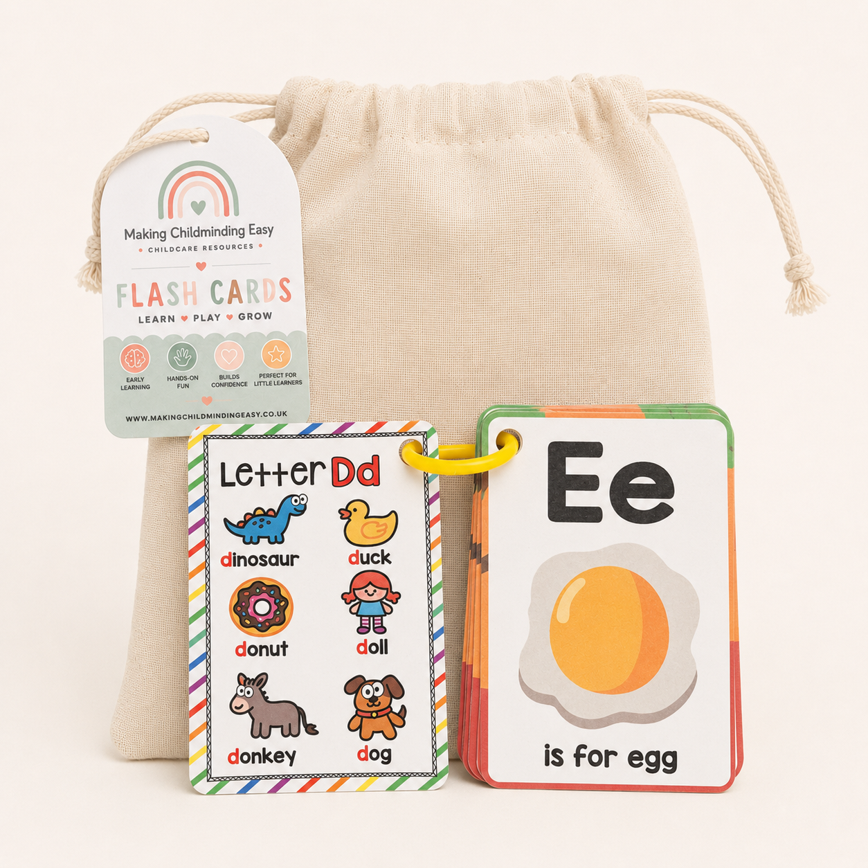 Mini Alphabet Phonics Cards with Cotton Storage Bag