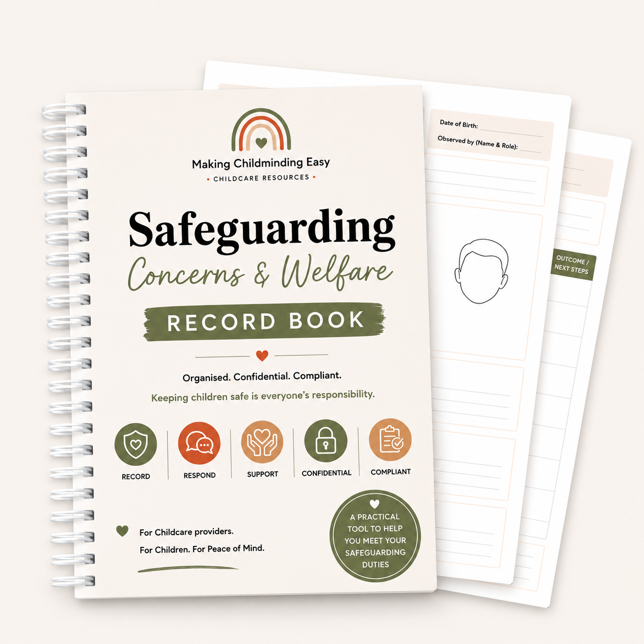 Safeguarding Concerns & Welfare Record Book by Making Childminding Easy on a white background