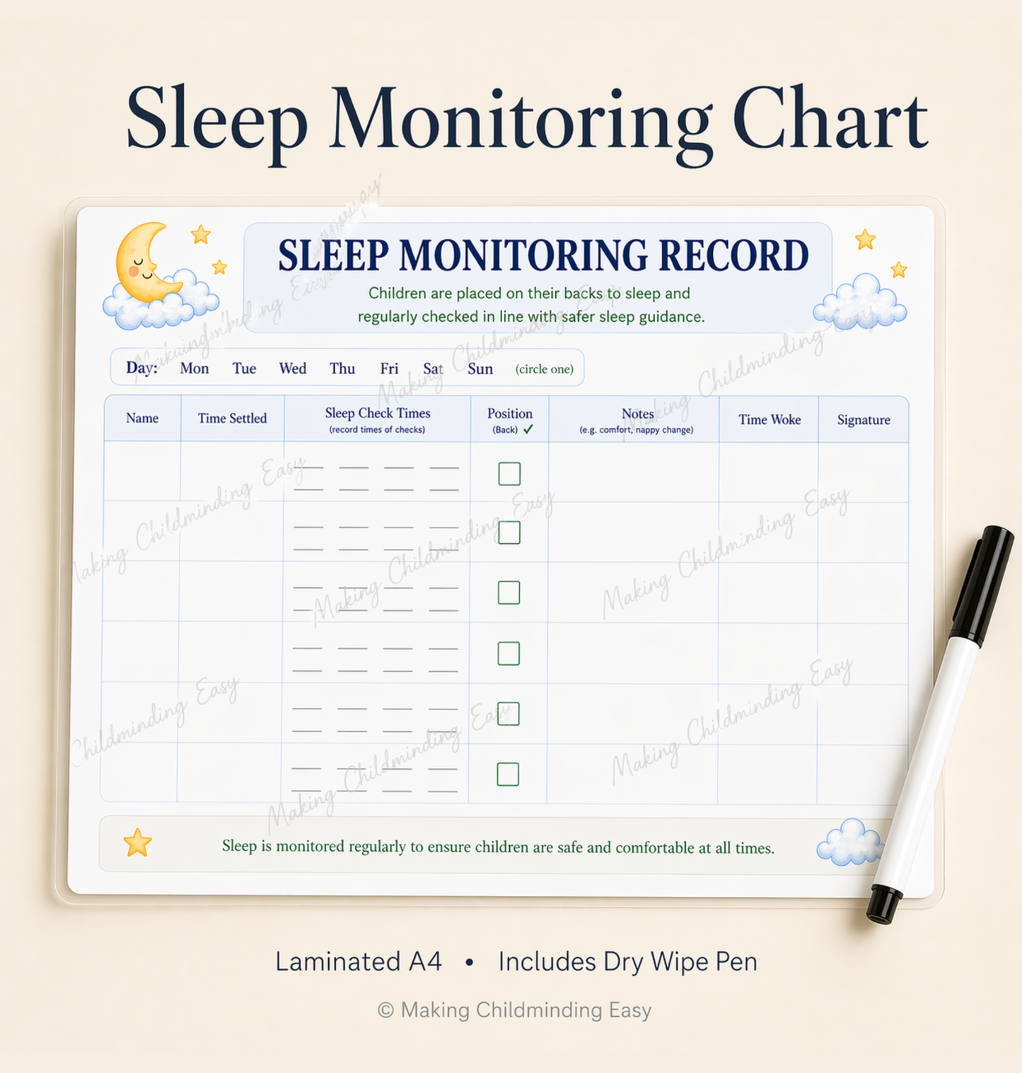 Sleep Monitoring Chart | Childcare Sleep Record & EYFS Safe Sleep Tracker