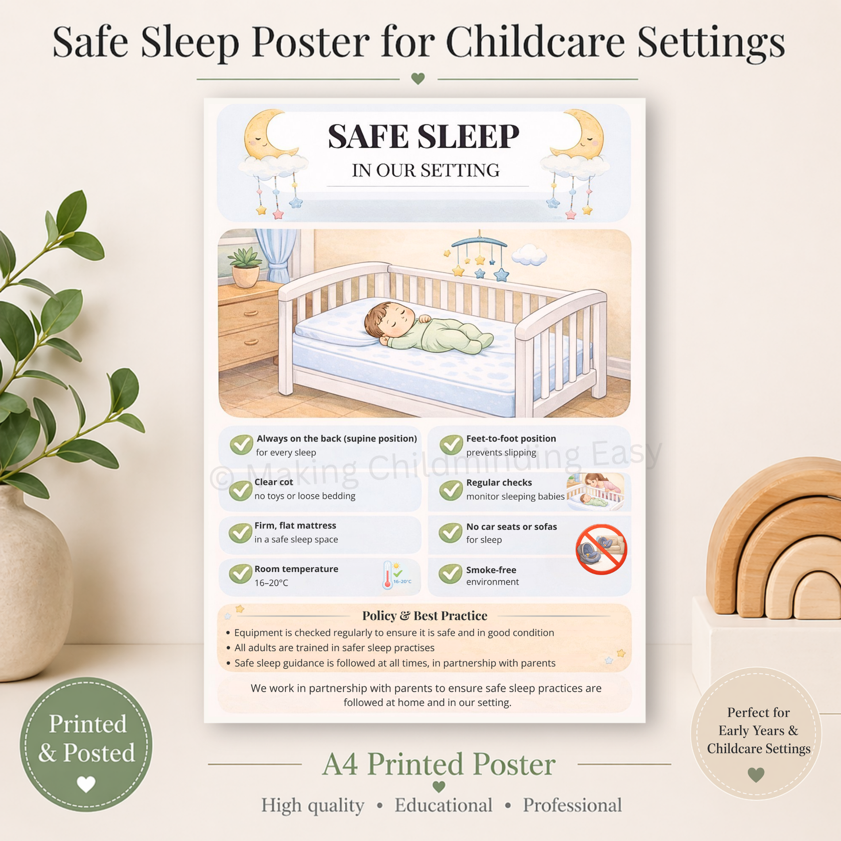 Safer Sleep Poster | Childcare & EYFS Safe Sleep Guidance – Making ...